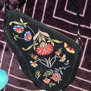 Christian Dior Limited Edition Embroidered Floral Saddle Bag